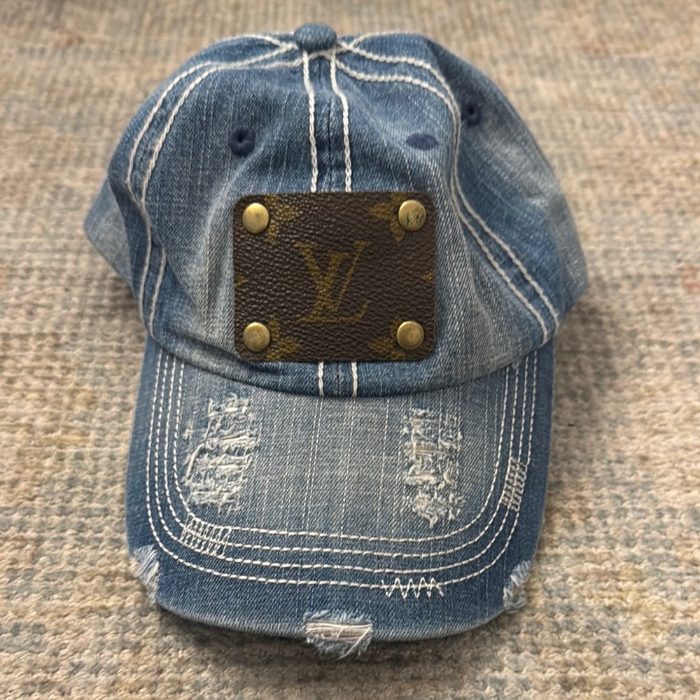 Denim Blue Cap with Brown Accents